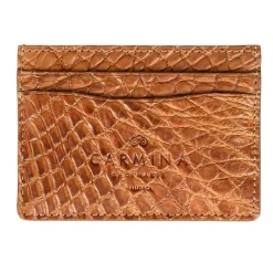 Card Holders|Card Holders|Carmina CROCODILE CARD HOLDER IN TAN TANNED