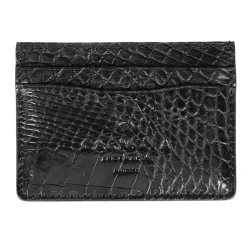Card Holders|Card Holders|Carmina CROCODILE CARD HOLDER IN BLACK