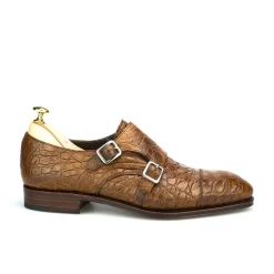 Crocodile Shoes|Double Monk Strap Shoes|Carmina CROCODILE DOUBLE MONK SHOES 10003 SIMPSON