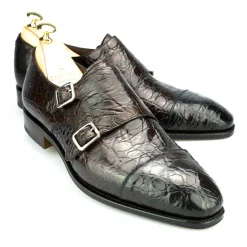 Crocodile Shoes|Double Monk Strap Shoes|Carmina CROCODILE DOUBLE MONK SHOES 10003
