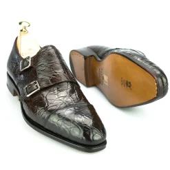 Crocodile Shoes|Double Monk Strap Shoes|Carmina CROCODILE DOUBLE MONK SHOES 10003