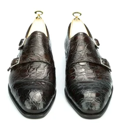 Crocodile Shoes|Double Monk Strap Shoes|Carmina CROCODILE DOUBLE MONK SHOES 10003