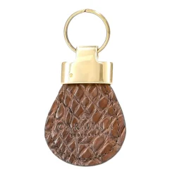 Leather Keychain|Carmina CROCODILE KEYCHAIN BROWN