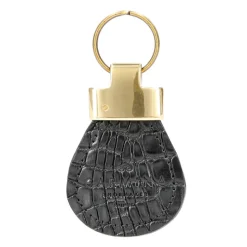 Leather Keychain|Carmina CROCODILE KEYCHAIN BLACK