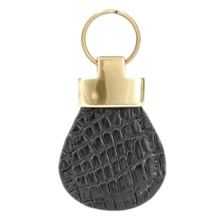 Leather Keychain|Carmina CROCODILE KEYCHAIN BLACK
