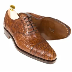 Crocodile Shoes|Cap Toe Oxfords|Carmina CROCODILE OXFORD SHOES 10000 RAIN TANNED