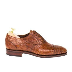 Crocodile Shoes|Cap Toe Oxfords|Carmina CROCODILE OXFORD SHOES 10000 RAIN TANNED
