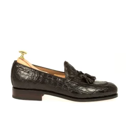 Crocodile Shoes|Tassel Loafers|Carmina CROCODILE TASSEL LOAFERS 734 FOREST BROWN