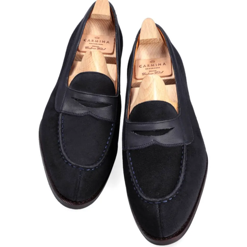 Penny Loafers|Carmina FULL STRAP PENNY LOAFERS 1875 MADISON NAVY
