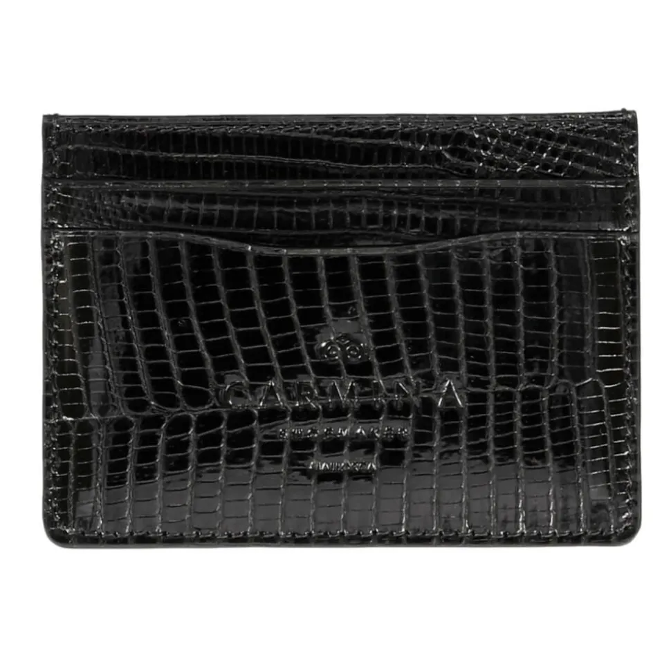 Card Holders|Card Holders|Carmina LIZARD CARD HOLDER IN BLACK