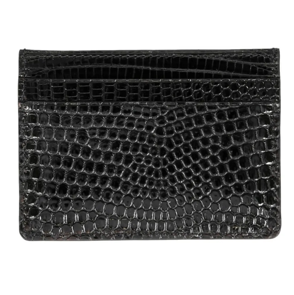 Card Holders|Card Holders|Carmina LIZARD CARD HOLDER IN BLACK