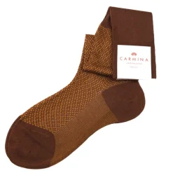 Socks|Carmina Long brown and ochre socks