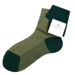 Socks|Carmina Long green and beige socks