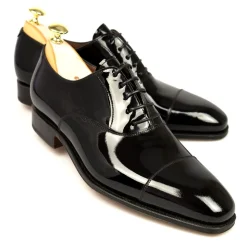Cap Toe Oxfords|Carmina PATENT SHOES 80386 RAIN BLACK