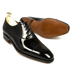 Cap Toe Oxfords|Carmina PATENT SHOES 80386 RAIN BLACK
