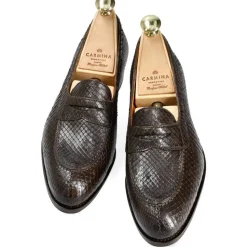 Python Shoes|Penny Loafers|Carmina PYTHON WOMEN'S PENNY LOAFERS 1875 MADISON BROWN