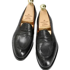 Python Shoes|Penny Loafers|Carmina PYTHON WOMEN'S PENNY LOAFERS 1875 MADISON BLACK