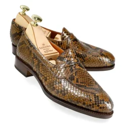 Penny Loafers|Python Shoes|Carmina PYTHON WOMEN'S PENNY LOAFERS 1875 MADISON WALNUT