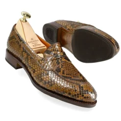 Penny Loafers|Python Shoes|Carmina PYTHON WOMEN'S PENNY LOAFERS 1875 MADISON WALNUT