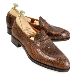 Python Shoes|Penny Loafers|Carmina PYTHON WOMEN'S PENNY LOAFERS 1875 MADISON HOTSAUCE