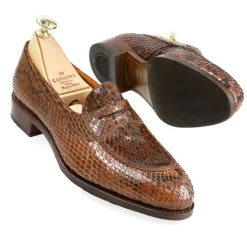 Python Shoes|Penny Loafers|Carmina PYTHON WOMEN'S PENNY LOAFERS 1875 MADISON HOTSAUCE