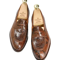Python Shoes|Penny Loafers|Carmina PYTHON WOMEN'S PENNY LOAFERS 1875 MADISON HOTSAUCE