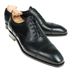 Cap Toe Oxfords|Carmina SEMI BROGUE CAP TOE OXFORDS 80214 SIMPSON BLACK