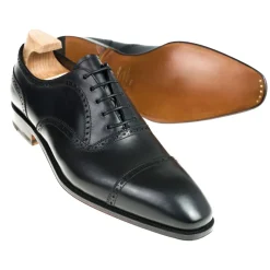 Cap Toe Oxfords|Carmina SEMI BROGUE CAP TOE OXFORDS 80214 SIMPSON BLACK