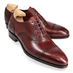 Cap Toe Oxfords|Carmina SEMI BROGUE OXFORDS 80251 INCA BURGUNDY