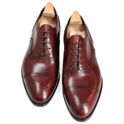 Cap Toe Oxfords|Carmina SEMI BROGUE OXFORDS 80251 INCA BURGUNDY