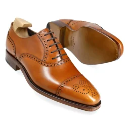 Cap Toe Oxfords|Carmina SEMI BROGUE OXFORDS 10051 RAIN TANNED