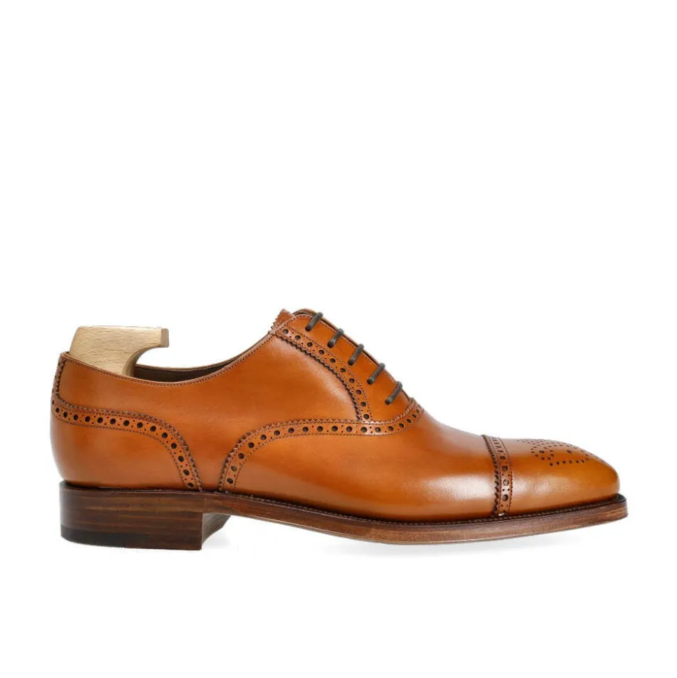Cap Toe Oxfords|Carmina SEMI BROGUE OXFORDS 10051 RAIN TANNED