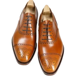 Cap Toe Oxfords|Carmina SEMI BROGUE OXFORDS 10051 RAIN TANNED
