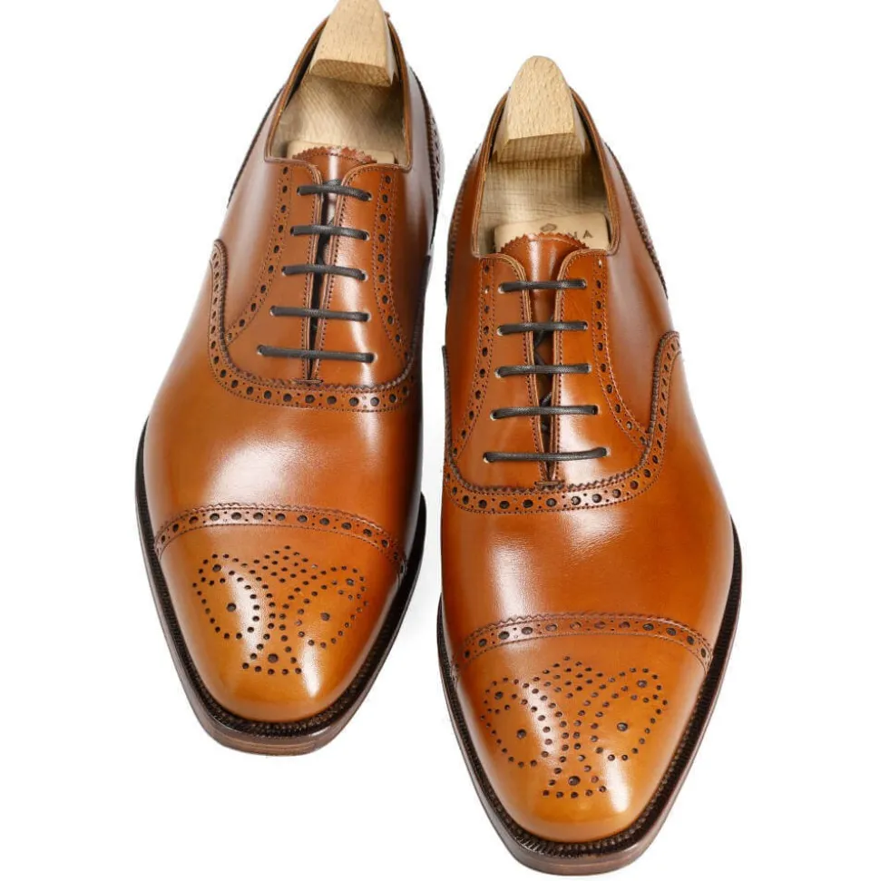 Cap Toe Oxfords|Carmina SEMI BROGUE OXFORDS 10051 RAIN TANNED