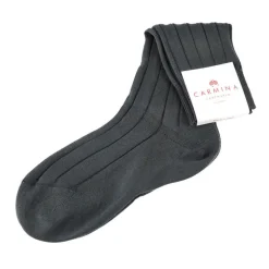 Socks|Carmina Short ribbed width socks petrolium color. PETROLEUM
