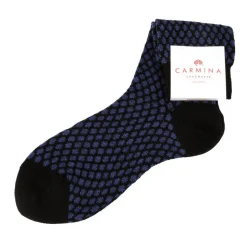 Women Socks|Carmina Short women patterned socks. BLACK/NAVY