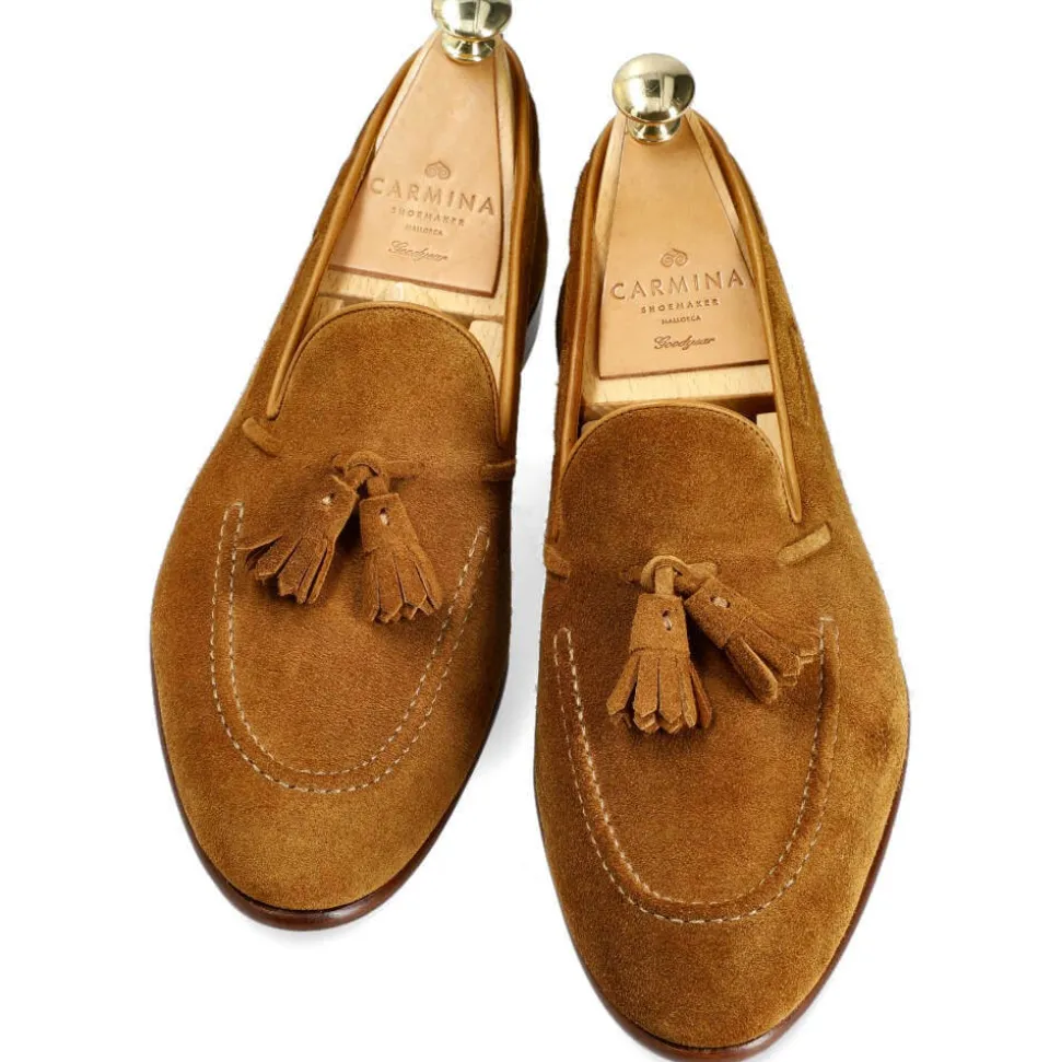 Tassel Loafers|Carmina UNLINED TASSEL LOAFERS 80545 UETAM EE TOBACCO