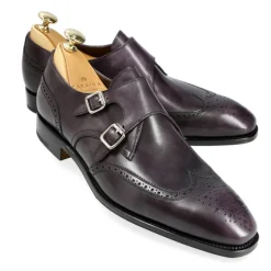Double Monk Strap Shoes|Carmina WINGTIP DOUBLE MONK STRAPS 80133 SIMPSON BLACK