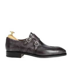 Double Monk Strap Shoes|Carmina WINGTIP DOUBLE MONK STRAPS 80133 SIMPSON BLACK