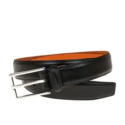 Women's Belts|Carmina WOMEN VITELLO BELT BLACK
