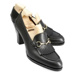 High Heel Loafers|Women Horsebit Loafers|Carmina WOMEN HIGH HEEL HORSEBIT LOAFERS 1839 MADISON BLACK