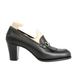 High Heel Loafers|Women Horsebit Loafers|Carmina WOMEN HIGH HEEL HORSEBIT LOAFERS 1839 MADISON BLACK