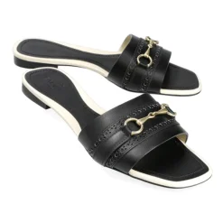 Women Horsebit Loafers|Women's Leather Sandals|Carmina WOMEN'S SANDALS 1984 BLACK