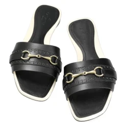 Women Horsebit Loafers|Women's Leather Sandals|Carmina WOMEN'S SANDALS 1984 BLACK