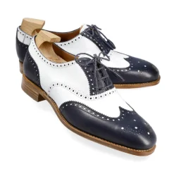 Wingtip Oxford|Carmina WOMEN'S OXFORDS SHOES 1265 HILLS NAVY/WHITE