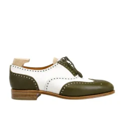 Wingtip Oxford|Carmina WOMEN'S OXFORDS SHOES 1265 HILLS GREEN/WHITE