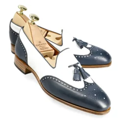 Tassel Loafers|Carmina WOMEN'S TASSEL LOAFERS 1248 HILLS NAVY/WHITE